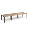 Adapt triple back to back desks 3600mm x 1200mm - black frame and oak top