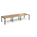 Adapt triple back to back desks 3600mm x 1200mm - black frame and oak top
