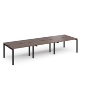 Adapt triple back to back desks 3600mm x 1200mm - black frame and walnut top