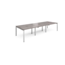 Adapt triple back to back desks 3600mm x 1200mm - silver frame and grey oak top