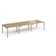 Adapt triple back to back desks 3600mm x 1200mm - silver frame and oak top