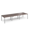 Adapt triple back to back desks 3600mm x 1200mm - silver frame and walnut top