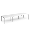 Adapt triple back to back desks 3600mm x 1200mm - silver frame and white top