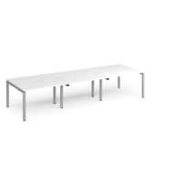 Adapt triple back to back desks 3600mm x 1200mm - silver frame and white top