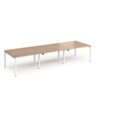 Adapt triple back to back desks 3600mm x 1200mm - white frame and beech top
