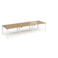 Adapt triple back to back desks 3600mm x 1200mm - white frame and oak top