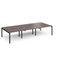 Adapt triple back to back desks 3600mm x 1600mm - black frame and walnut top