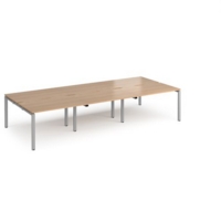 Adapt triple back to back desks 3600mm x 1600mm - silver frame and beech top