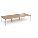Adapt triple back to back desks 3600mm x 1600mm - silver frame and oak top