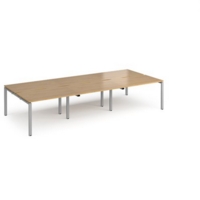 Adapt triple back to back desks 3600mm x 1600mm - silver frame and oak top