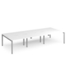 Adapt triple back to back desks 3600mm x 1600mm - silver frame and white top