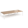 Adapt triple back to back desks 3600mm x 1600mm - white frame and beech top