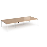 Adapt triple back to back desks 3600mm x 1600mm - white frame and beech top