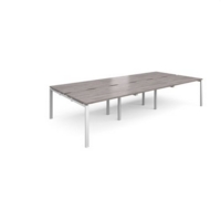 Adapt triple back to back desks 3600mm x 1600mm - white frame and grey oak top