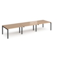 Adapt triple back to back desks 4200mm x 1200mm - black frame and beech top