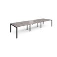 Adapt triple back to back desks 4200mm x 1200mm - black frame and grey oak top