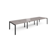 Adapt triple back to back desks 4200mm x 1200mm - black frame and grey oak top