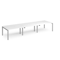 Adapt triple back to back desks 4200mm x 1200mm - silver frame and white top