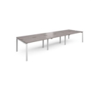 Adapt triple back to back desks 4200mm x 1200mm - white frame and grey oak top