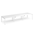 Adapt triple back to back desks 4200mm x 1200mm - white frame and white top