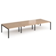 Adapt triple back to back desks 4200mm x 1600mm - black frame and beech top