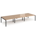 Adapt triple back to back desks 4200mm x 1600mm - black frame and beech top