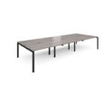 Adapt triple back to back desks 4200mm x 1600mm - black frame and grey oak top