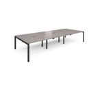 Adapt triple back to back desks 4200mm x 1600mm - black frame and grey oak top