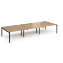 Adapt triple back to back desks 4200mm x 1600mm - black frame and oak top