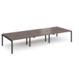 Adapt triple back to back desks 4200mm x 1600mm - black frame and walnut top