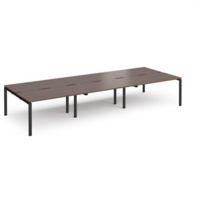 Adapt triple back to back desks 4200mm x 1600mm - black frame and walnut top
