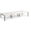 Adapt triple back to back desks 4200mm x 1600mm - black frame and white top with oak edging