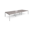 Adapt triple back to back desks 4200mm x 1600mm - silver frame and grey oak top
