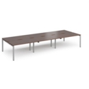 Adapt triple back to back desks 4200mm x 1600mm - silver frame and walnut top