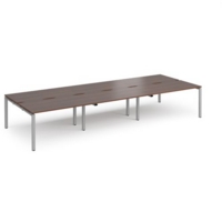 Adapt triple back to back desks 4200mm x 1600mm - silver frame and walnut top
