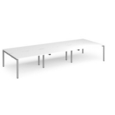 Adapt triple back to back desks 4200mm x 1600mm - silver frame and white top