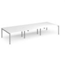 Adapt triple back to back desks 4200mm x 1600mm - silver frame and white top
