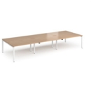 Adapt triple back to back desks 4200mm x 1600mm - white frame and beech top
