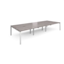 Adapt triple back to back desks 4200mm x 1600mm - white frame and grey oak top