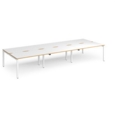 Adapt triple back to back desks 4200mm x 1600mm - white frame and white top with oak edging