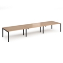 Adapt triple back to back desks 4800mm x 1200mm - black frame and beech top