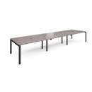 Adapt triple back to back desks 4800mm x 1200mm - black frame and grey oak top