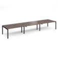 Adapt triple back to back desks 4800mm x 1200mm - black frame and walnut top