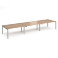 Adapt triple back to back desks 4800mm x 1200mm - silver frame and beech top