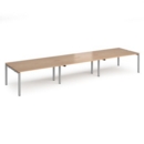 Adapt triple back to back desks 4800mm x 1200mm - silver frame and beech top