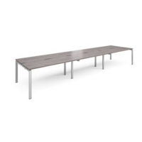 Adapt triple back to back desks 4800mm x 1200mm - silver frame and grey oak top
