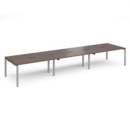Adapt triple back to back desks 4800mm x 1200mm - silver frame and walnut top