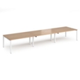 Adapt triple back to back desks 4800mm x 1200mm - white frame and beech top