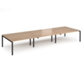 Adapt triple back to back desks 4800mm x 1600mm - black frame and beech top