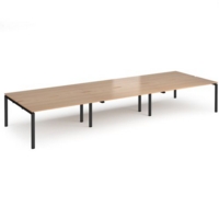 Adapt triple back to back desks 4800mm x 1600mm - black frame and beech top